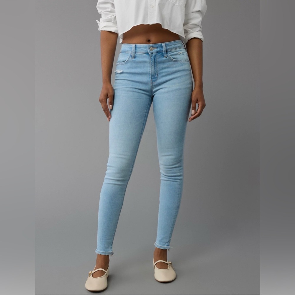 Women’s Light Wash Next Level Distressed High-Rise Jean Leggings - Size 4